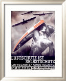 Luftschutz ist Selbstschutz Gerahmter Giclée-Druck von Otto Baumberger