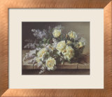 Still Life of Yellow Roses Print by Raoul Victor Maurice Maucherat de Longpre