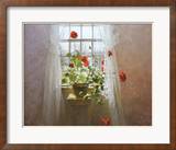 Red Geraniums Print by Peter Poskas