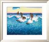 Surf Riders Honolulu Innrammet Giclee-trykk av Charles W. Bartlett