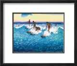 Surf Riders Honolulu Innrammet Giclee-trykk av Charles W. Bartlett