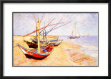 Fishing Boats on the Beach at Saints-Maries, c.1888 Lámina giclée enmarcada por Vincent van Gogh Fishing Boats on the Beach at Saints-Maries, c.1888 Lámina giclée enmarcada por Vincent van Gogh