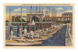Midshipmen with Sailboats, USNA, Annapolis, Maryland Posters
