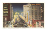 Douglas Avenue at Night, Wichita, Kansas Prints