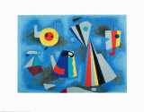 Formen Auf Blauem Grund Póster por Willi Baumeister