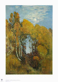Autumn Forest in the Moon Light Collectable Print by Eugen Bracht