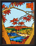 Red Leaves at Mama Stampa giclee con cornice di Hiroshige II