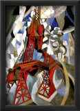 Red Eiffel Tower Estampe encadrée par Robert Delaunay