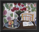 Still Life, Bouquet of Dahlias and White Book, 1923 Art par Henri Matisse