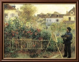 Monet Painting in His Garden at Argenteuil Posters by Pierre-Auguste Renoir