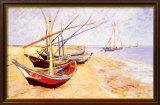 Fishing Boats on the Beach at Saints-Maries, c.1888 Lámina giclée enmarcada por Vincent van Gogh Fishing Boats on the Beach at Saints-Maries, c.1888 Lámina giclée enmarcada por Vincent van Gogh