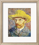 Self-Portrait with a Straw Hat, c.1888 Framed Giclee Print by Vincent van Gogh