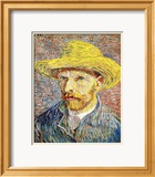Self-Portrait with a Straw Hat, c.1888 Framed Giclee Print by Vincent van Gogh