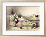 Femme semi allongée Affiches par Achille-Constant-Théodore-Émile Prisse d'Avennes
