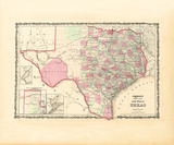Map of the State of Texas, 1862 Premium Giclee Print by Johnson 