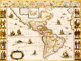 Americae Nova Tabula, 1617 Premium Giclee-trykk av Willem Janszoon Blaeu