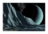 Ice Cliffs Of Miranda Premium Giclee Print by David A Hardy