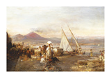 The Bay Of Naples With Mount Posters par Oswald Achenbach