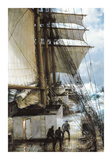 The Rising Wind on Deck Aboard Arte por Montague Dawson