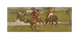 Water Jump Premium Giclee Print by Lionel Edwards