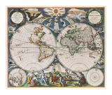Orbis Terrarum Nova et Accuratissima Tabula, 1666 Reproduction procédé giclée Premium par Pieter Goos