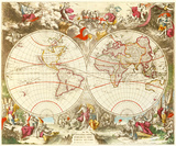 Novissima Totius Terrarum Orbis Tabula, c1710 Giclée-Premiumdruck von Jacob De La Feuille