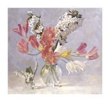 Cherry Blossom and Red Tulips Premium Giclee Print by Valeriy Chuikov