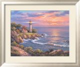 Sunset at Lighthouse Point Póster por Sung Kim