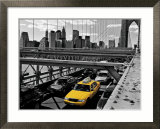 Yellow Cab on Brooklyn Bridge Posters av Henri Silberman