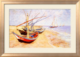 Fishing Boats on the Beach at Saints-Maries, c.1888 Lámina giclée enmarcada por Vincent van Gogh Fishing Boats on the Beach at Saints-Maries, c.1888 Lámina giclée enmarcada por Vincent van Gogh