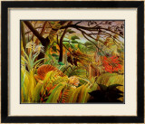 Tigre sorprendido en una tormenta tropical Láminas por Henri Rousseau