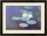 Nymphéas effet du soir Affiches par Claude Monet