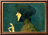 The Woman with a Gold Medallion Lámina giclée enmarcada por Lucien Lévy-Dhurmer