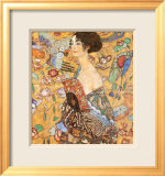 Frau mit Fächer Poster von Gustav Klimt