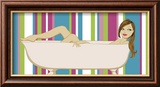 Girl in Bathtub with Stripes Print by Clara Almeida