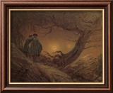 Two Man Contemplating the Moon Estampe encadrée par Caspar David Friedrich