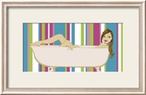 Girl in Bathtub with Stripes Prints by Clara Almeida