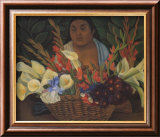 La marchande de fleurs Affiches par Diego Rivera