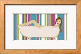 Girl in Bathtub with Stripes Posters by Clara Almeida