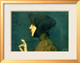 The Woman with a Gold Medallion Estampe encadrée par Lucien Lévy-Dhurmer