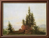 View of the Elbe Valley Estampe encadrée par Caspar David Friedrich