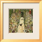 Garden Path with Chickens Estampe encadrée par Gustav Klimt