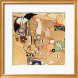 L'Accomplissement, frise dans l'hôtel Stoclet|Fulfillment, Stoclet Frieze, vers 1909 (détail) Affiche par Gustav Klimt