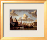 Vue du port d'Amsterdam Art par Abraham Storck