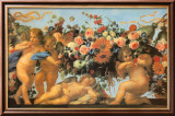 Angels with Garland of Flowers Affiche par Carlo Maratti