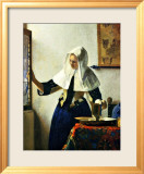 Junge Frau mit einem Wasserkrug Gerahmter Giclée-Druck von Jan Vermeer