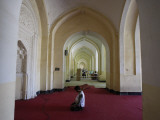 Afghan Election Worker Prays in an Empty Polling Station at the Eidga Mosque in Kabul Photographic Print