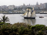 US-Flagged Vessel Amistad Nears the Port of Havana Photographie