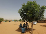 Guard from the Sudanese Liberation Movement and Sudanese Policemen Outside a Polling Station Fotografisk tryk