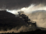 Israeli Army Vehicles Manoeuver During a Military Training Exercise in the Golan Heights Photographic Print